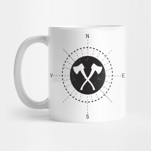 Axe throwing compass logo design Mug